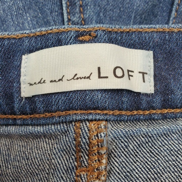 CC - Ann Taylor Loft Womens Shorts 0 Denim Blue Jean Mid Rise Dark Wash Stretch - Picture 3 of 7